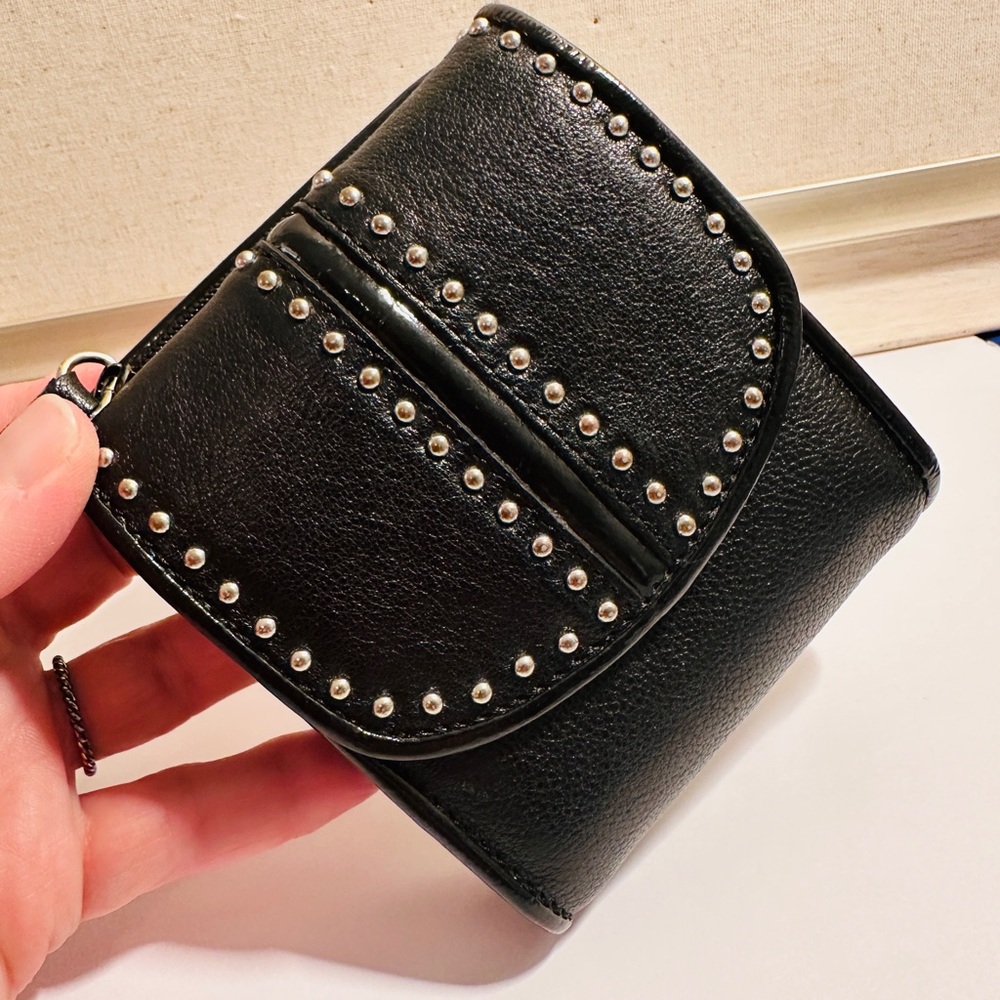 Brighton Black Studded Leather Women's Trifold Wallet - Picture 4 of 12